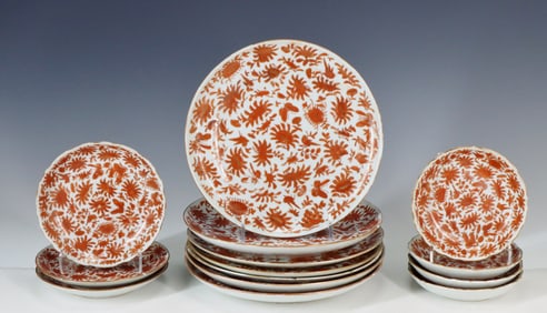 Chinese Sacred Bird and Butterfly Porcelain Plates