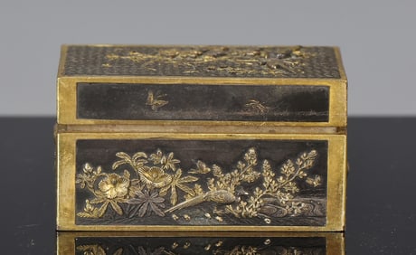 Japanese Inlaid Shakudo Stamp Box