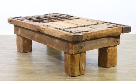 Reclaimed Iron Bound Jailhouse Door Coffee Table