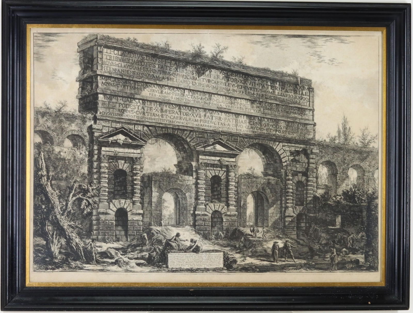 Giovanni Battista Piranesi (1720 - 1778): Etching, Veduta del Monumento eretto dall'Imperador Tito Vespasiano per aver ristaurati gl'Aquedotti dell'acque dell'Anione . . . (View of the Monument Erected by the Emperor Titus Commemorating His R