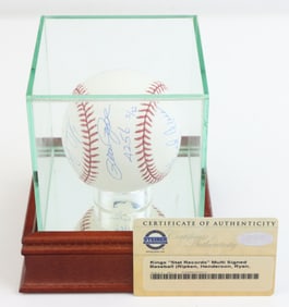 Kings "Stat Records" Multi-Signed Baseball
