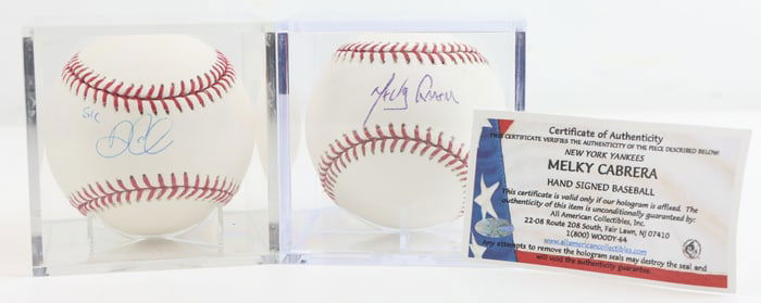 Autographed Baseballs by Gregorius & Cabrera