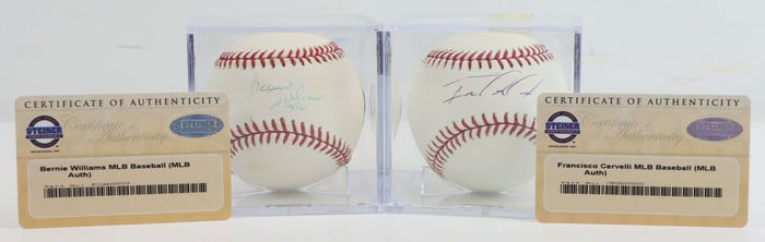 Bernie Williams & Francisco Cervelli Signed Balls