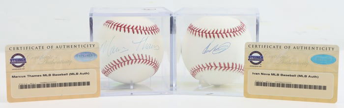 NY Yankees Ivan Nova & Marcus Thames Autographed B