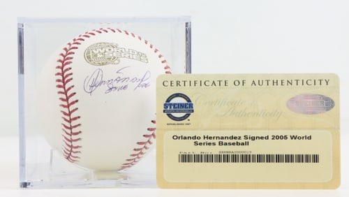 "El Duque." Signed 2005 World Series Baseball