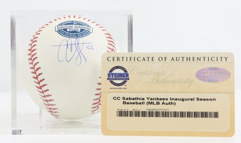 C.C. Sabathia Signed Yankees Inaugural Season Base