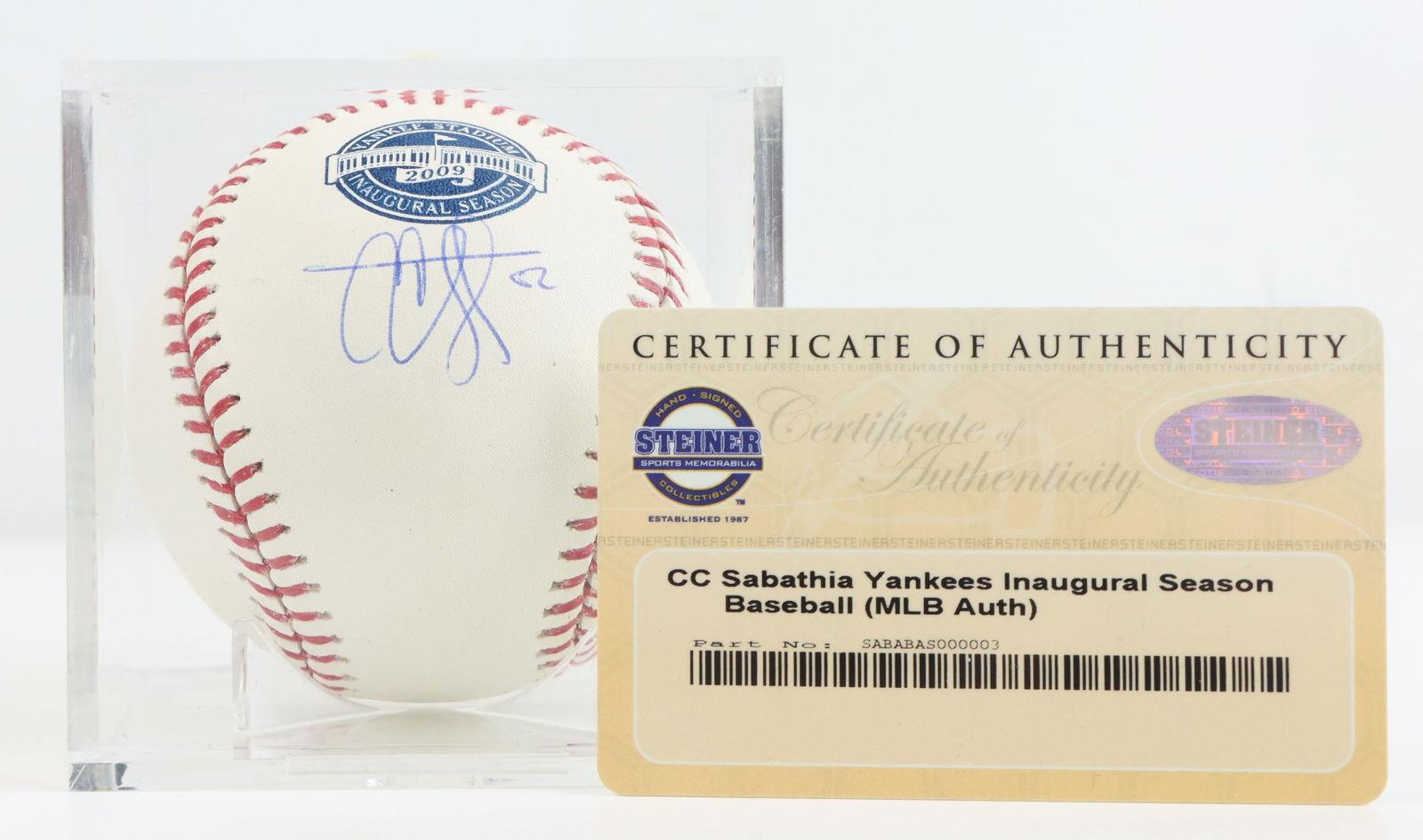 C.C. Sabathia Signed Yankees Inaugural Season Base (1 of 6)