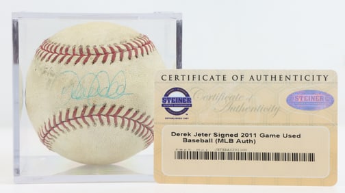 Derek Jeter Autographed Game-Used Baseball 2009