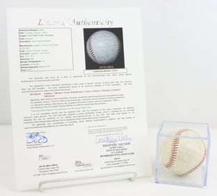 1973 NY Yankees Team Signed Baseball with JSA COA