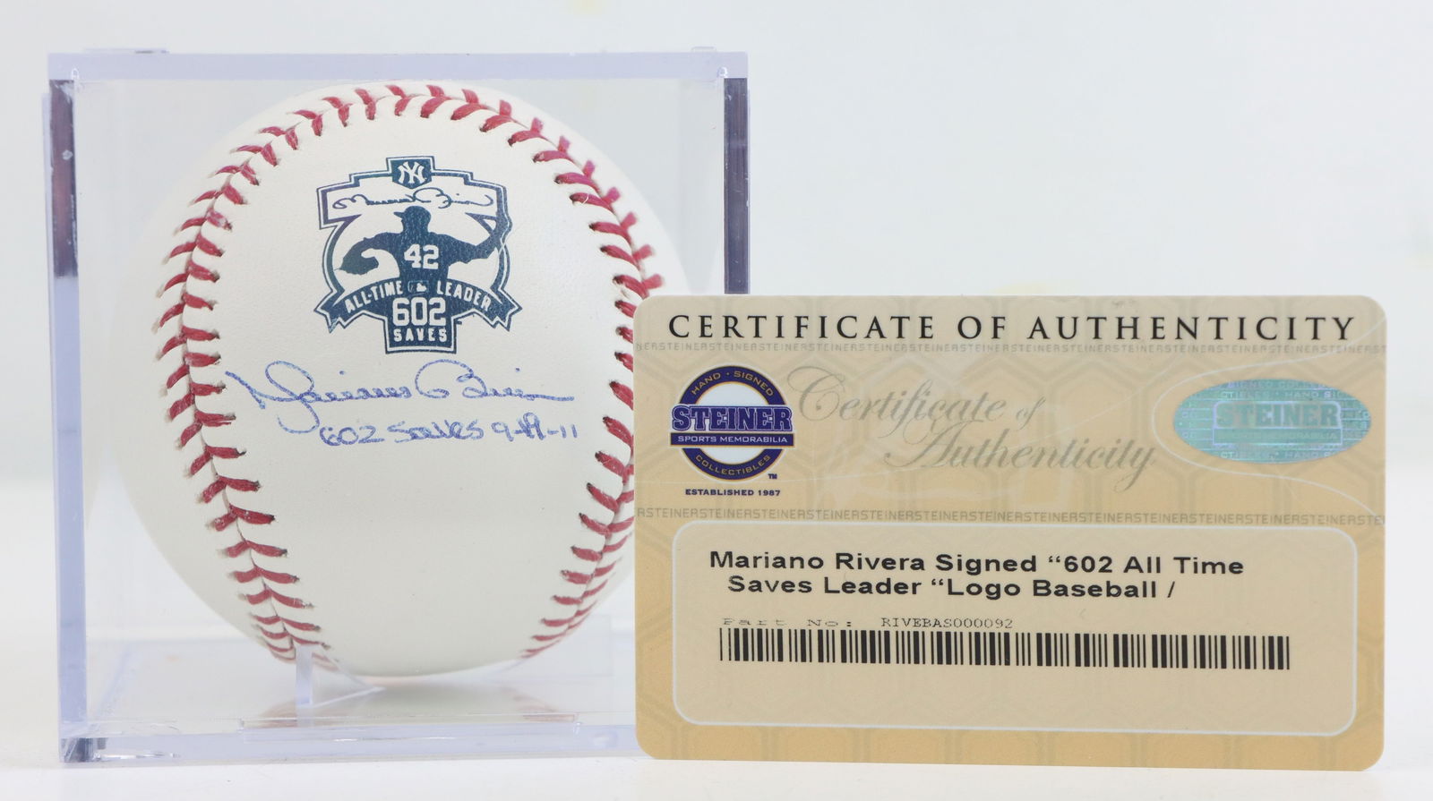 Mariano Rivera Autographed "602" Saves Baseball (1 of 8)