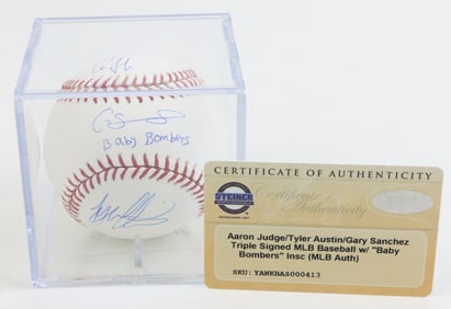 NY Yankees Judge Sanchez & Austin Autographed Ball
