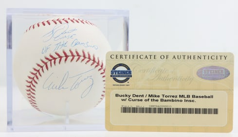 Bucky Dent & Mike Torrez Autographed Baseball
