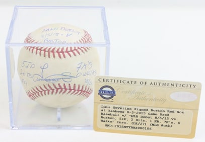 Luis Severino Autographed Game Used Baseball