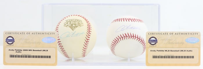 (2) Andy Pettitte Autographed Baseballs