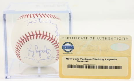 NY Yankees Pitching Legends Autographed Baseball