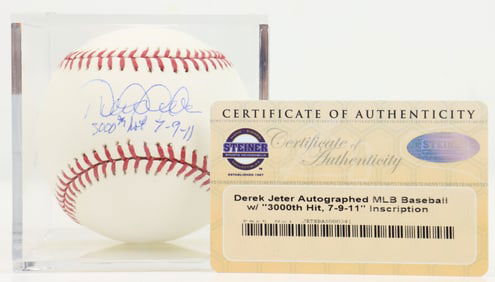 Derek Jeter "3000 Hit" Inscribed Autographed Ball