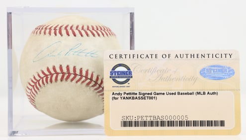 Andy Pettitte Game Used Autographed Baseball