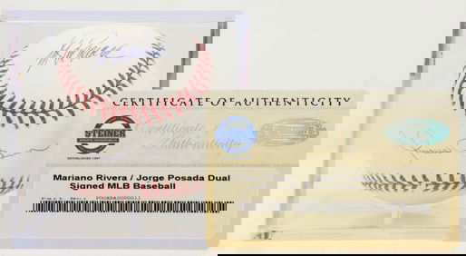 Mariano Rivera & Jorge Posada Autographed Baseball