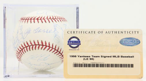 1998 NY Yankees Team Autographed Baseball