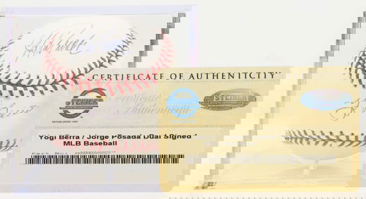 Yogi Berra & Jorge Posada Autographed Baseball