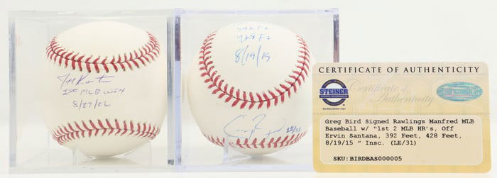 Greg Bird & Jeff Karstens "1st's" Signed Baseballs