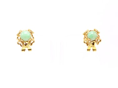 22k YG Jade Earrings