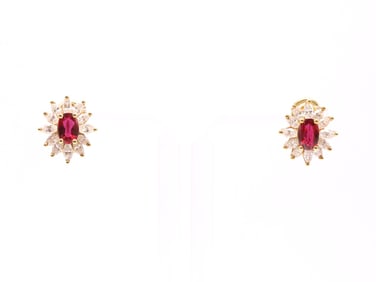 18k YG Ruby and Diamond Earrings