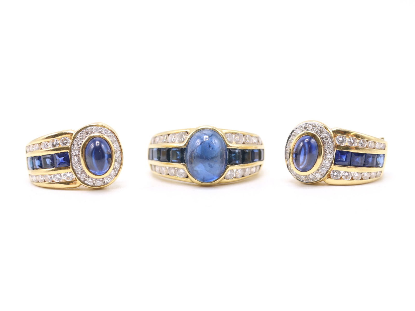 18k YG Sapphire Diamond Ring and Earrings (1 of 12)