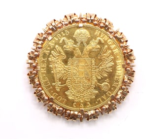 1915 Austrian 4 Ducat Gold Coin Pendant