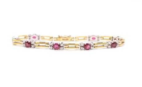 14k YG Ruby Diamond Bracelet