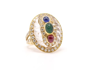 Boucheron 18k YG Multi-Gem Ring