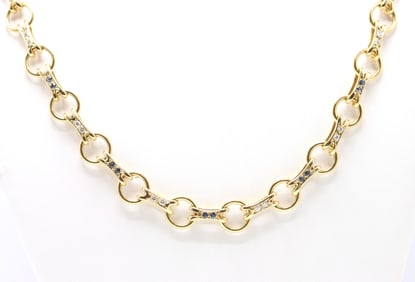 Boucheron 18k YG Diamond and Sapphire Necklace