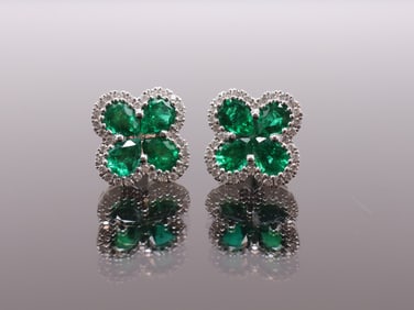 Hamilton 18k WG Emerald Diamond Earrings