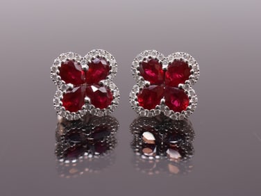 Hamilton 18k WG Ruby Diamond Earrings