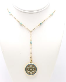 18k YG Diamond and Enamel Presentation Locket