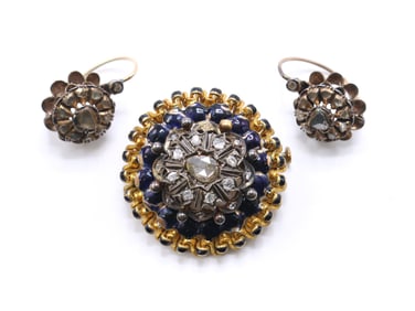 14k YG Diamond Enamel Brooch