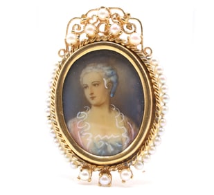 14k YG Portrait Brooch