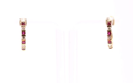 14k YG Diamond and Ruby Earrings