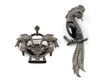 Sterling and Marcasite Brooches