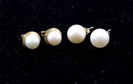 14k YG Pearl Earrings