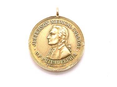 14k YG Jefferson Medical College Pendant