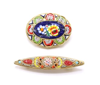 Micro Mosaic Brooches