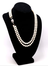 14k Diamond Pearl Necklace