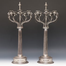 Neoclassical Silver Plate Candelabra