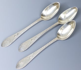 John Christian Wiltberger Bird Back Coin Silver Teaspoons