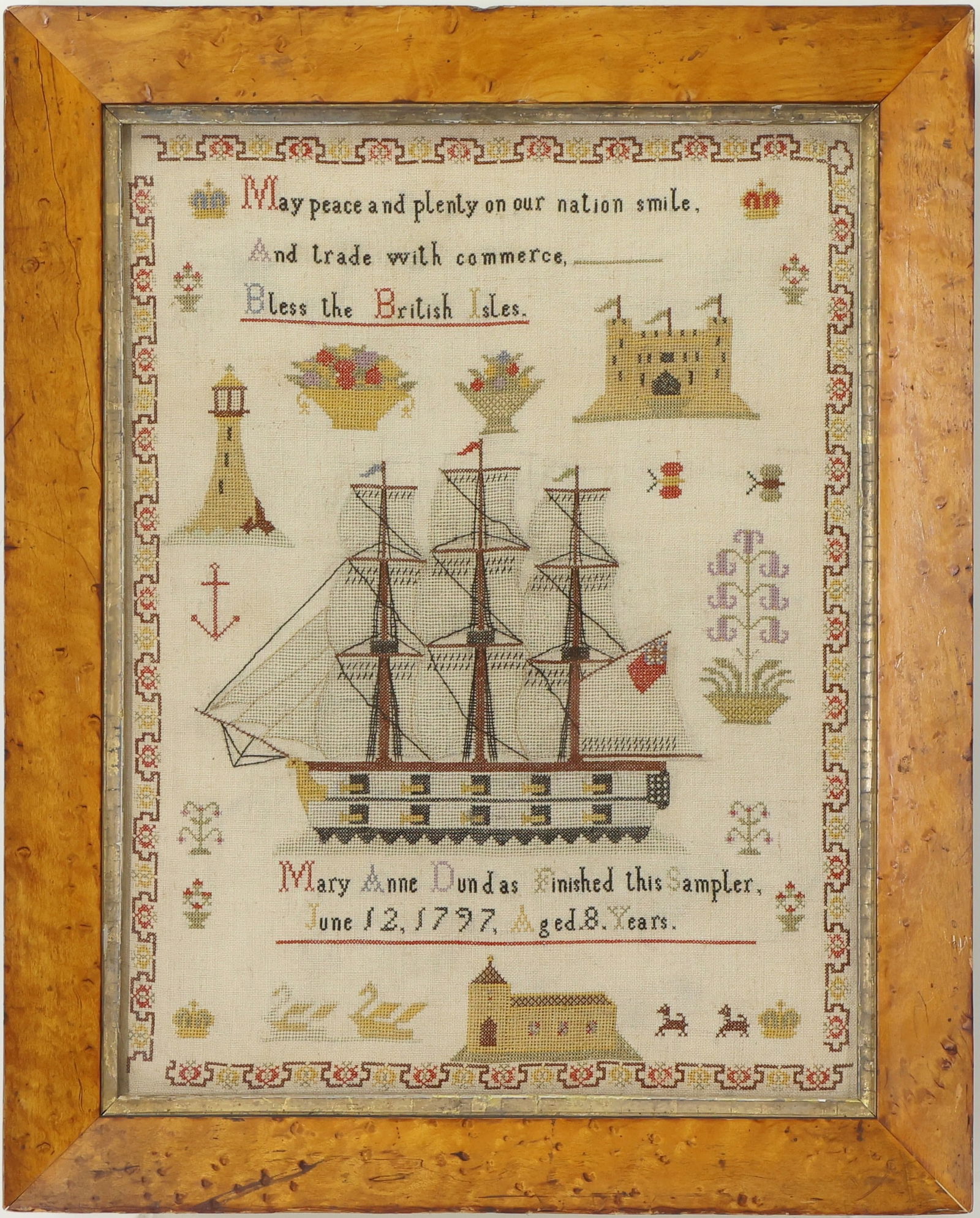 English Sampler by Mary Anne Dundas, 1797 (1 of 9)