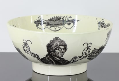 Creamware Transferware Bowl with Washington and Franklin, circa 1780