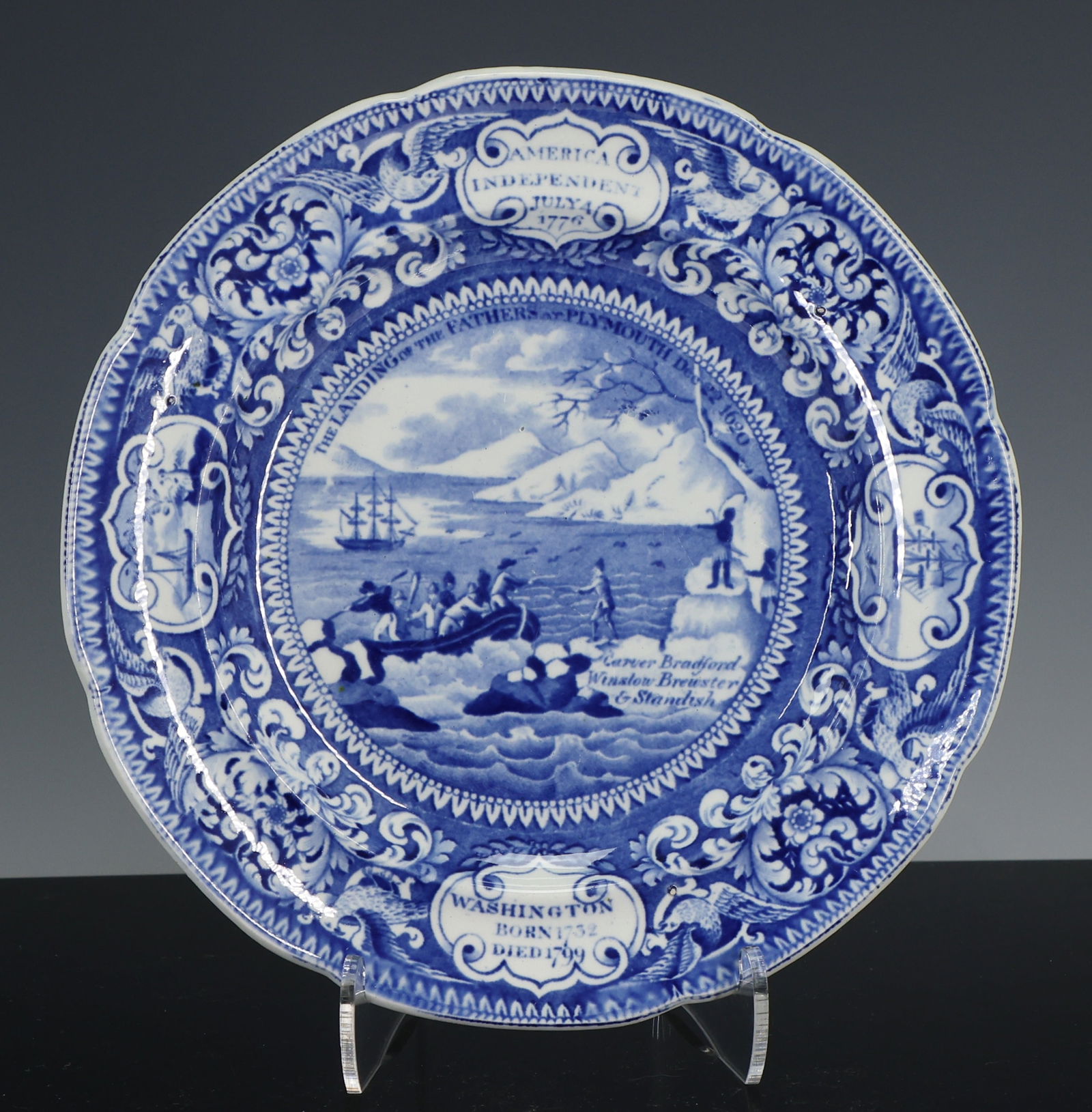 19th c. Staffordshire Historical Blue Transferware Plate (1 of 6)