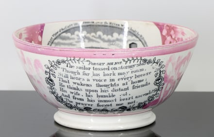 Sunderland Pink Luster Transferware Bowl, c. 1830