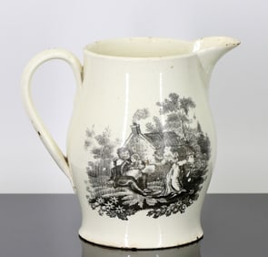 19th C. English Creamware Jug, "Success to the Linen Trade"
